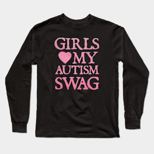 Girls Love My Autism Swag Funny Girls Heart Autism Awareness Long Sleeve T-Shirt